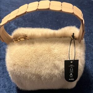 Aldo Cream Faux Fur Shoulder Bag